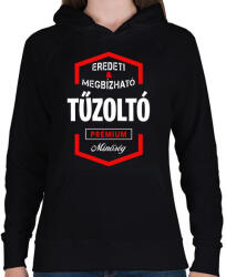 printfashion Tűzoltó prémium minőség - Női kapucnis pulóver - Fekete (1434766)