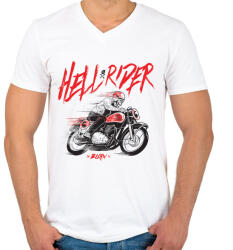 printfashion Hell Rider - Férfi V-nyakú póló - Fehér (23291)