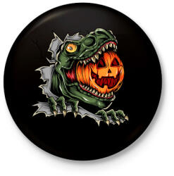 printfashion T-rex es a Halloween tökfej - Kitűző, hűtőmágnes - Fekete (5541002)