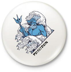 printfashion Poseidon - Görög tenger isten - Kitűző, hűtőmágnes - Fehér (4611053)