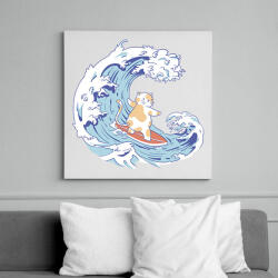 printfashion Szörfös cica - Vászonkép - Fehér (11845975)