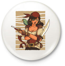 printfashion Kalóz nő - Kitűző, hűtőmágnes - Fehér (15465125)