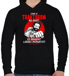printfashion Csak a traktorom ad nekem erőt - Férfi kapucnis pulóver - Fekete (7608983)