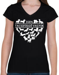 printfashion Tacsifüggő - Női V-nyakú póló - Fekete (4809697)