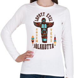 printfashion Lopott étel - Omaha indián - Női hosszú ujjú póló - Fehér (7603102)