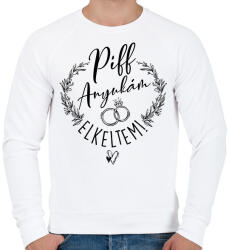 printfashion Piff anyukám elkeltem - Férfi pulóver - Fehér (7269761)