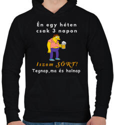 printfashion egyhéten három napon iszom sört - Férfi kapucnis pulóver - Fekete (1703593)