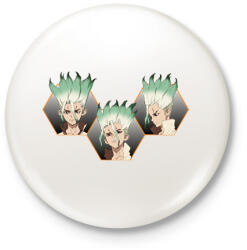 printfashion Senku Ishigami - Kitűző, hűtőmágnes - Fehér (14862591)