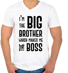 printfashion Big brother boss - Férfi V-nyakú póló - Fehér (7011421)