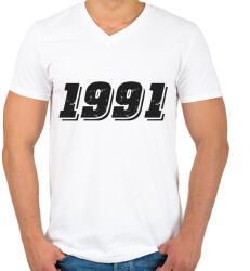 printfashion 1991 - Férfi V-nyakú póló - Fehér (6181713)
