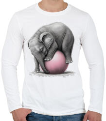 printfashion Bébi elefánt egy pink labdával - Férfi hosszú ujjú póló - Fehér (12641362)