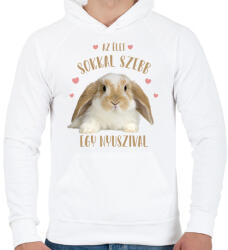 printfashion Az élet sokkal szebb egy nyuszival - Férfi kapucnis pulóver - Fehér (7340205)