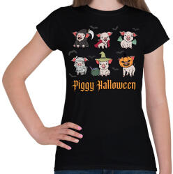 printfashion Piggy Halloween - Női póló - Fekete (14712389)