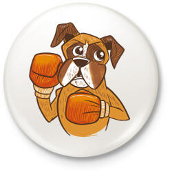 printfashion Bokszoló boxer - Kitűző, hűtőmágnes - Fehér (8410105)
