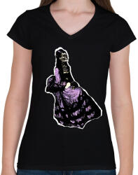 printfashion lila ruhás nő - Női V-nyakú póló - Fekete (13511334)