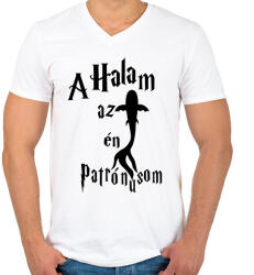 printfashion A Halam az én Patrónusom - Férfi V-nyakú póló - Fehér (16502095)