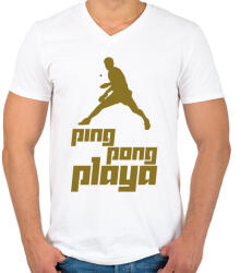 printfashion PingPongPlaya - Férfi V-nyakú póló - Fehér (962653)