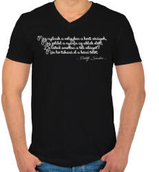 printfashion Petőfi Sándor - Szeptember végén - Férfi V-nyakú póló - Fekete (4331164)