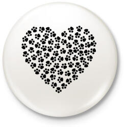 printfashion Cica szív - Kitűző, hűtőmágnes - Fehér (15105536)