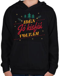 printfashion Jó kisfiú - Gyerek kapucnis pulóver - Fekete (9620084)