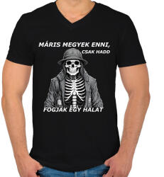 printfashion Máris megyek enni. . . - Férfi V-nyakú póló - Fekete (15783449)