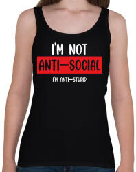 printfashion I'm not anti-social (white) - Női atléta - Fekete (7029764)