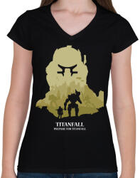 printfashion Titanfall - Női V-nyakú póló - Fekete (2061964)