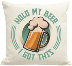 printfashion Hold my beer - Párnahuzat, Díszpárnahuzat - Lenvászon (640343)