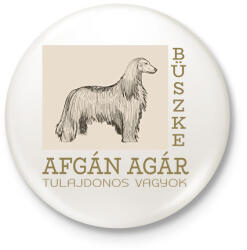 printfashion Büszke tulajdonos - Afgán agár - Kitűző, hűtőmágnes - Fehér (6303627)