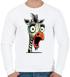 printfashion Csodálkozó zebra - Férfi pulóver - Fehér (13181832)
