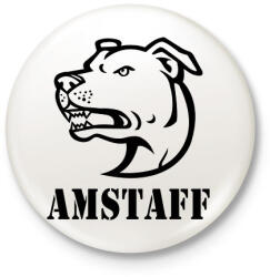 printfashion Amstaff 02 - Kitűző, hűtőmágnes - Fehér (11276279)