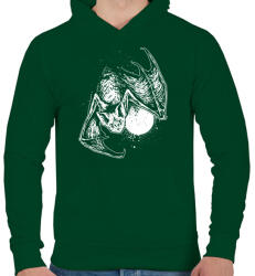 printfashion Denevér - Férfi kapucnis pulóver - Sötétzöld (141331)