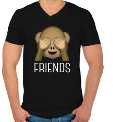 printfashion Best Friends - Monkey 2 - Férfi V-nyakú póló - Fekete (782550)