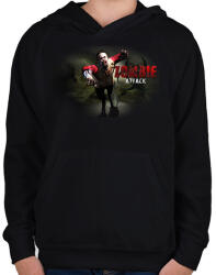printfashion Zombie_Attack - Gyerek kapucnis pulóver - Fekete (535603)