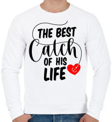 printfashion Horgász páros - a legjobb fogás - Férfi pulóver - Fehér (6065457)