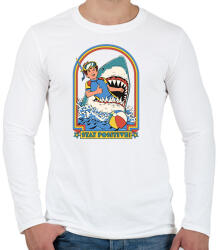 printfashion Stay positive! - Shark - Férfi hosszú ujjú póló - Fehér (7290512)