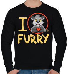 printfashion I Love Furry - Férfi pulóver - Fekete (5139016)