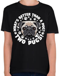 printfashion Két kutya jobb mint egy - Gyerek póló - Fekete (983386)