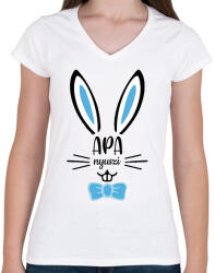 printfashion Apa nyuszi - Női V-nyakú póló - Fehér (13106061)