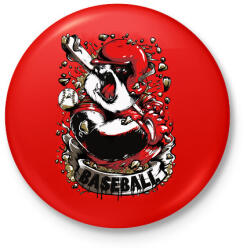 printfashion Baseball panda - Kitűző, hűtőmágnes - Piros (3104591)