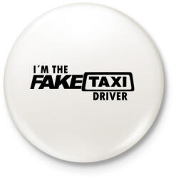 printfashion Faketaxi Driver - Kitűző, hűtőmágnes - Fehér (3081014)