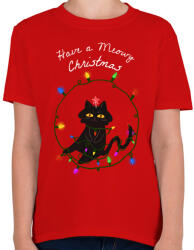 printfashion MEOWY CHRISTMAS - Gyerek póló - Piros (10823253)