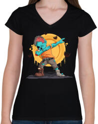 printfashion Dabbing zombi - Női V-nyakú póló - Fekete (5525052)