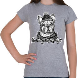 printfashion bulldog karácsonyt - Női póló - Sport szürke (5652459)