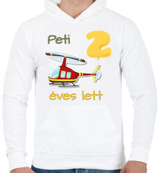 printfashion Piros helikopter - Névvel, számmal - Férfi kapucnis pulóver - Fehér (6241789)