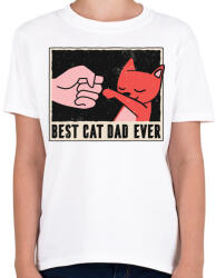 printfashion Best Cat Dad Ever - Gyerek póló - Fehér (4173721)
