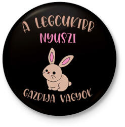 printfashion A legcukibb nyuszi gazdija - Kitűző, hűtőmágnes - Fekete (7025313)