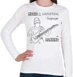 printfashion Music is the universal language - Női hosszú ujjú póló - Fehér (6369001)