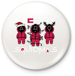 printfashion Squid game - karácsony - Merry Squidmas - Kitűző, hűtőmágnes - Fehér (5542076)