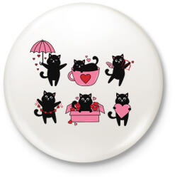 printfashion Love cats - Kitűző, hűtőmágnes - Fehér (15606835)